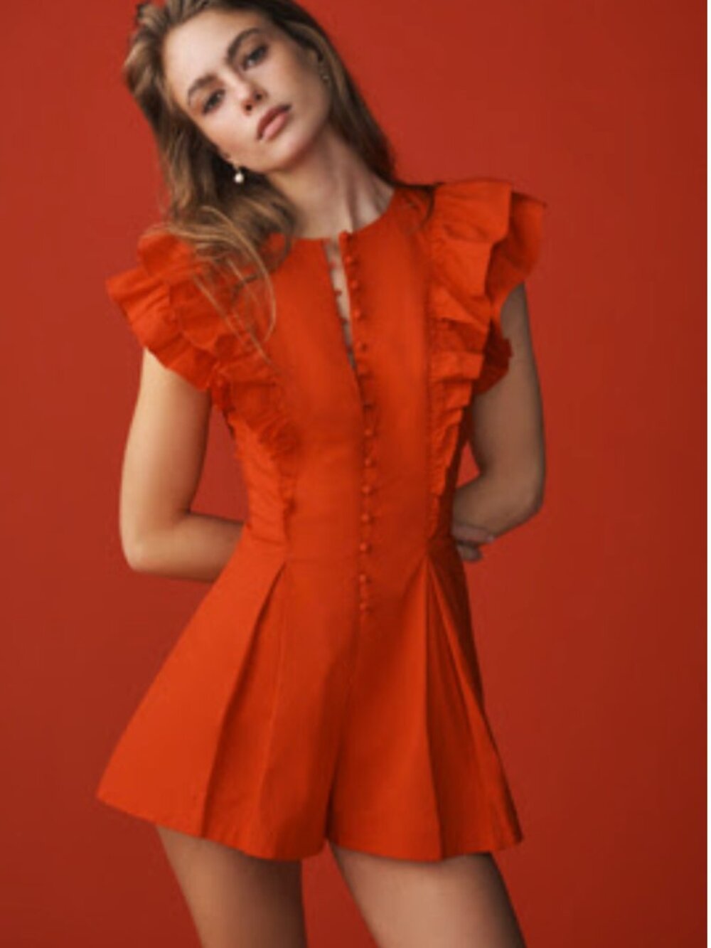 Maeve BNWT Red Ruffle Romper Size S